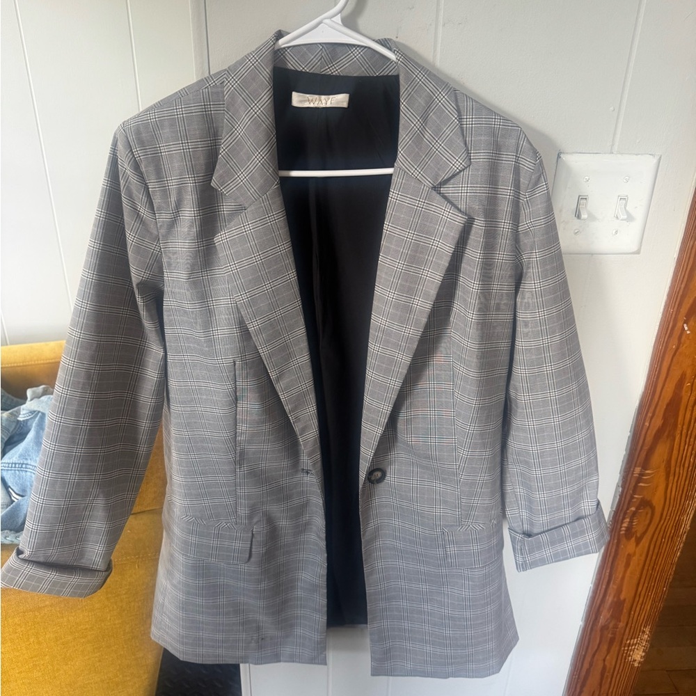 Gray Plaid Blazer